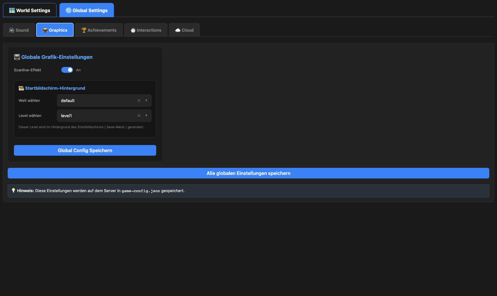 Global Settings - Grafik