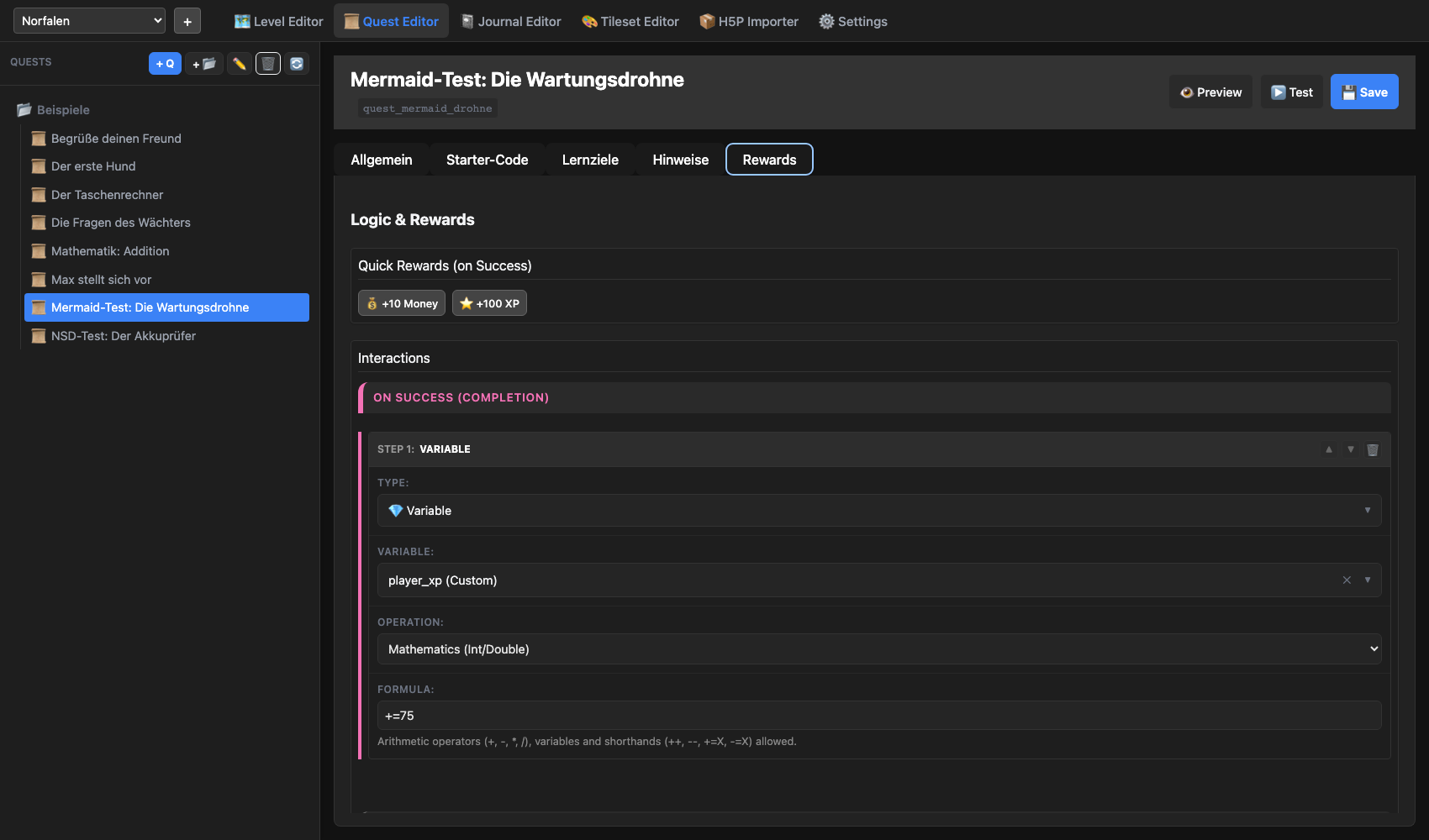 Quest Editor - Rewards