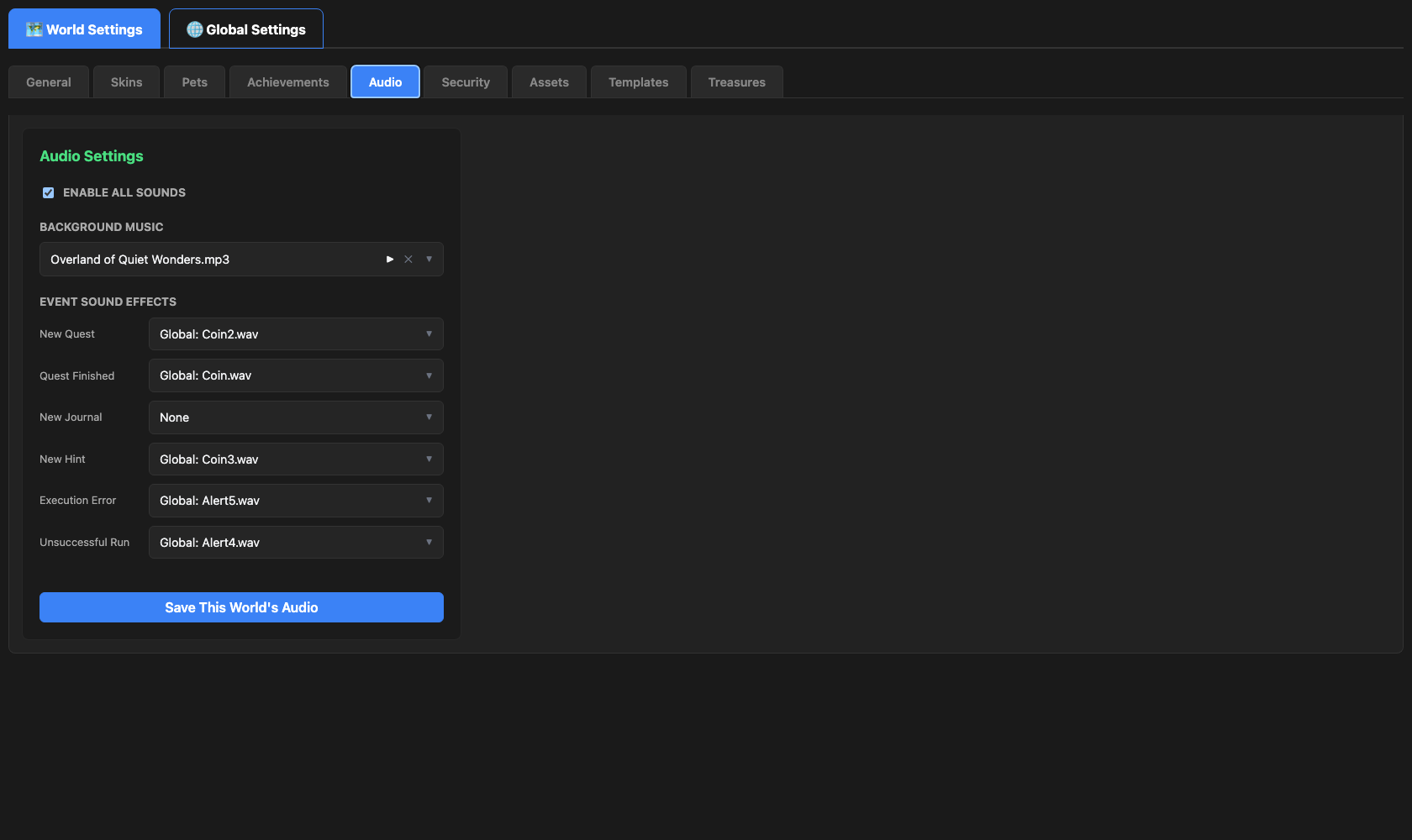 World Settings - Audio