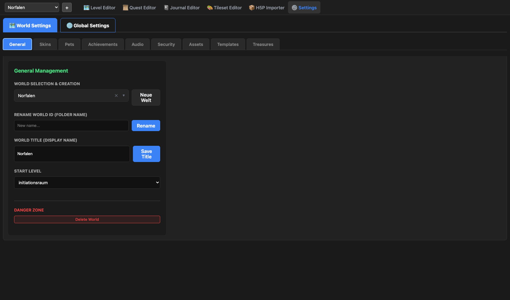World Settings - General