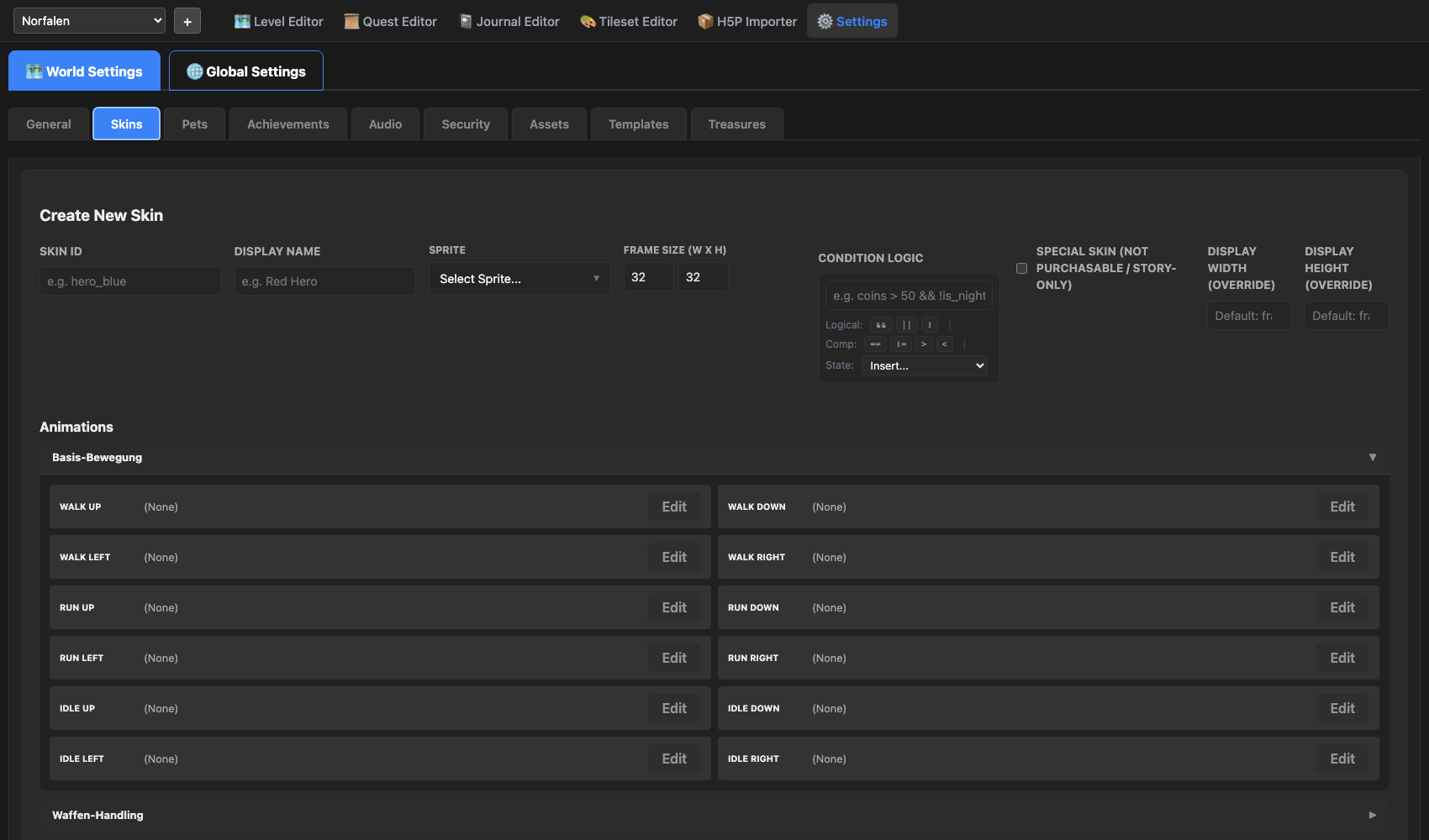 World Settings - Skins