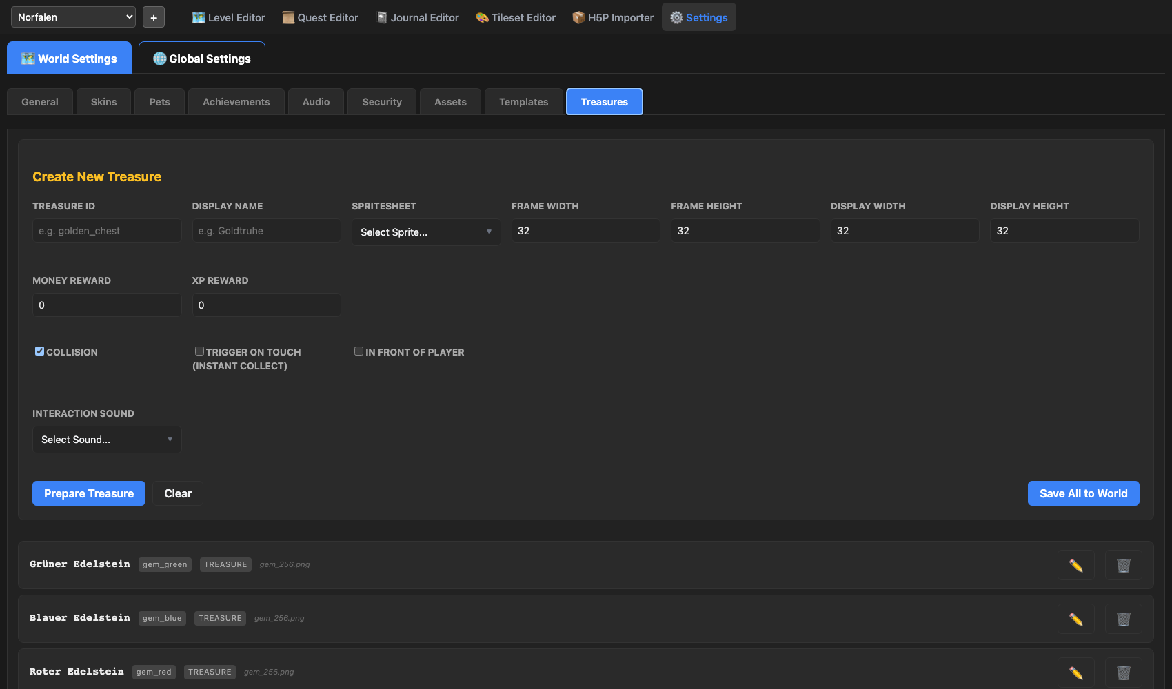 World Settings - Treasures